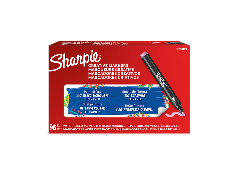 Sharpie Creative Marker Acrylic Paint Pens | Bullet Tip Water-Based Paint Markers | Rose Pink | 6 Count