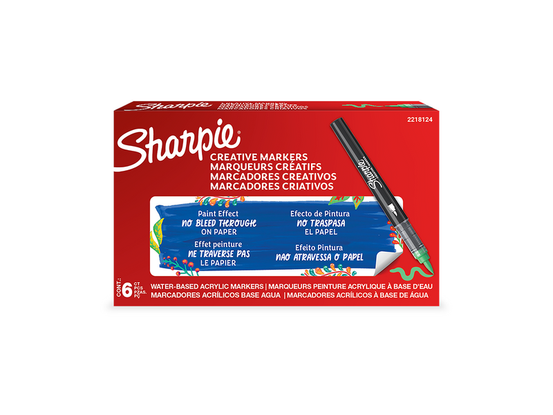 Sharpie Creative Marker Acrylic Paint Pens | Brush Tip Water-Based Paint Markers | Green | 6 Count