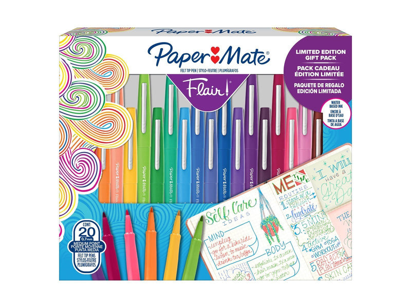 Paper Mate Flair Felt Tip Pens | Medium Point (0.7 mm) | Limited Edition Gift Pack| 20 Count