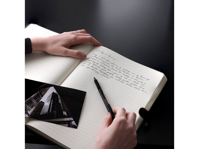Rotring 600 Gel Pen | 0.55 mm | Black Ink | Black Metal Body Pen | Non-Slip Knurled Grip & Hexagonal Barrel | Refillable
