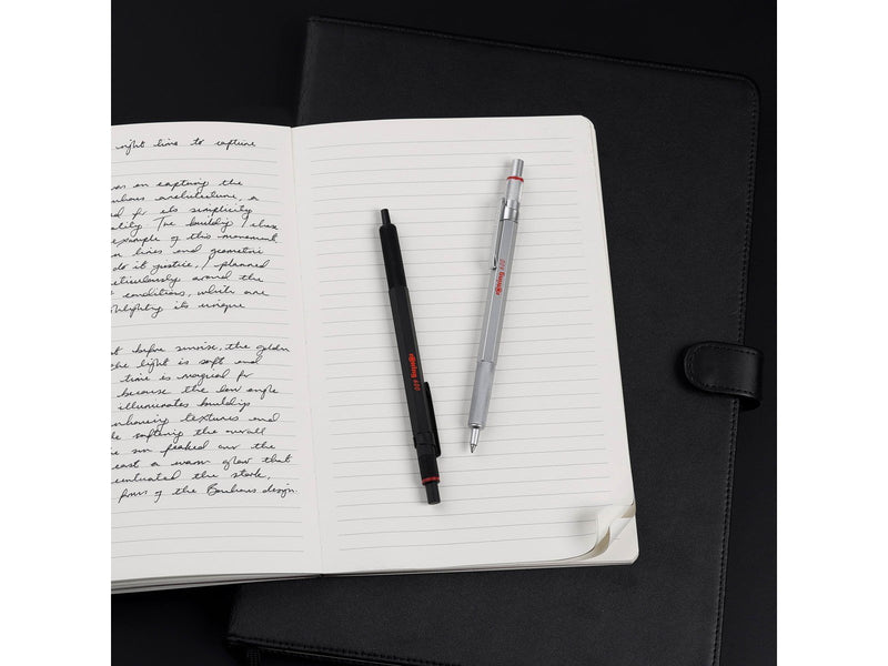 Rotring 600 Gel Pen | 0.55 mm | Black Ink | Black Metal Body Pen | Non-Slip Knurled Grip & Hexagonal Barrel | Refillable