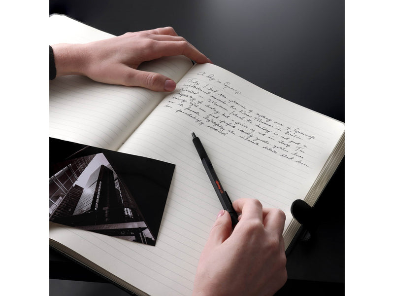 Rotring 600 Gel Pen | 0.55 mm | Black Ink | Silver Metal Body Pen | Non-Slip Knurled Grip & Hexagonal Barrel | Refillable