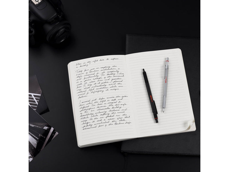 Rotring 600 Gel Pen | 0.55 mm | Black Ink | Silver Metal Body Pen | Non-Slip Knurled Grip & Hexagonal Barrel | Refillable