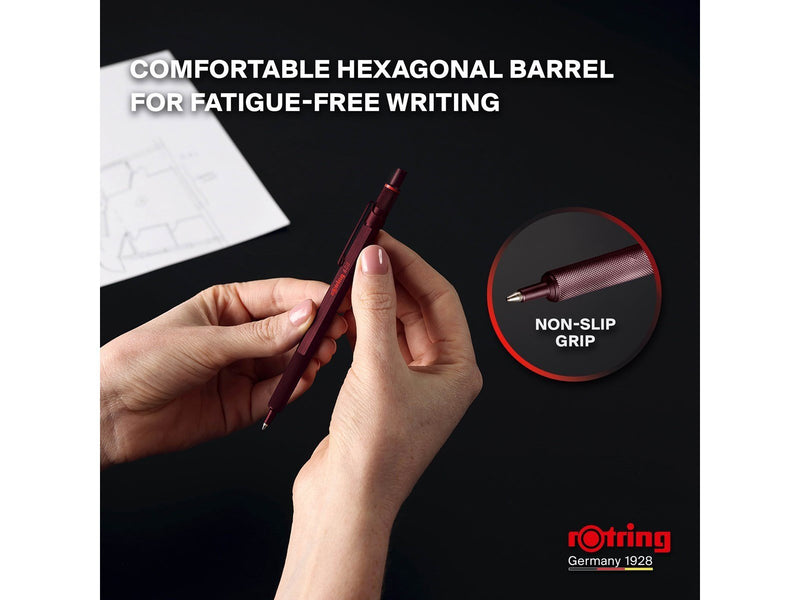 Rotring 600 Ballpoint Pen | Medium Point | Black Ink | All-Metal Body Pen | Chocolate Truffle | Non-Slip Knurled Grip & Hexagona