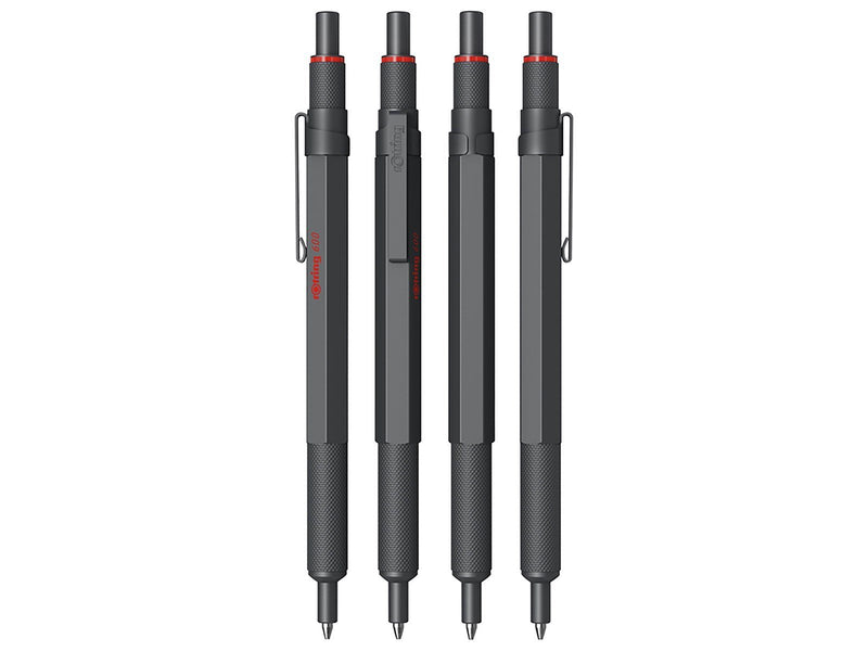 Rotring 600 Ballpoint Pen | Medium Point | Black Ink | All-Metal Body Pen | Dark Stone | Non-Slip Knurled Grip & Hexagonal Barre