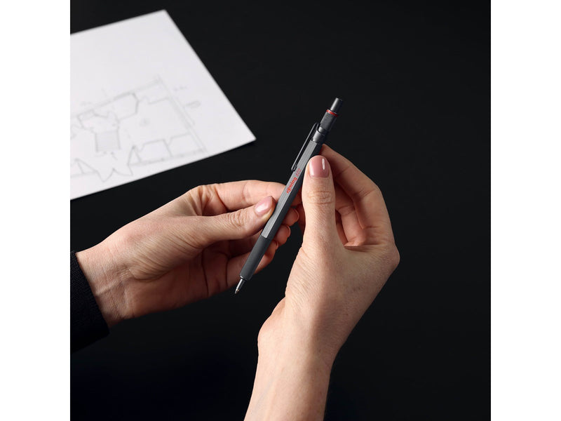 Rotring 600 Ballpoint Pen | Medium Point | Black Ink | All-Metal Body Pen | Dark Stone | Non-Slip Knurled Grip & Hexagonal Barre