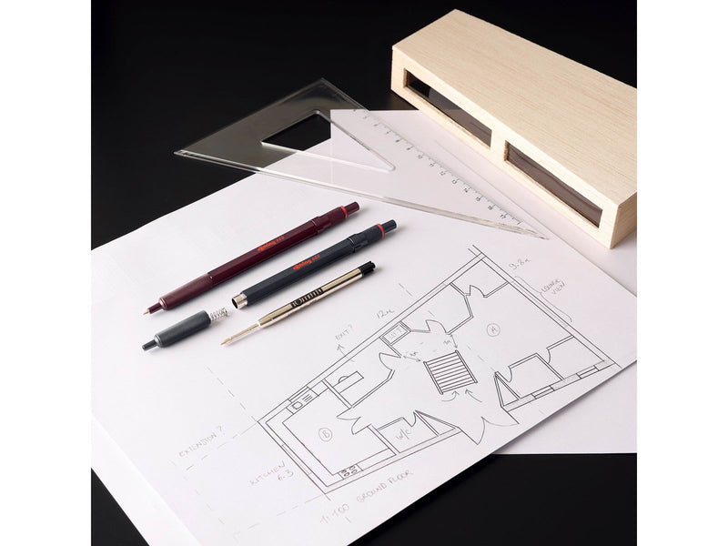 Rotring 600 Ballpoint Pen | Medium Point | Black Ink | All-Metal Body Pen | Dark Stone | Non-Slip Knurled Grip & Hexagonal Barre