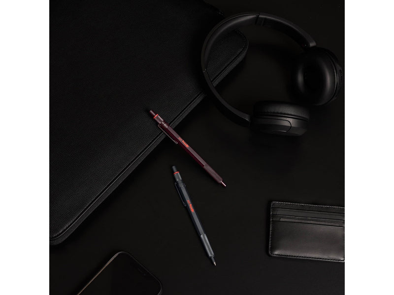 Rotring 600 Ballpoint Pen | Medium Point | Black Ink | All-Metal Body Pen | Dark Stone | Non-Slip Knurled Grip & Hexagonal Barre