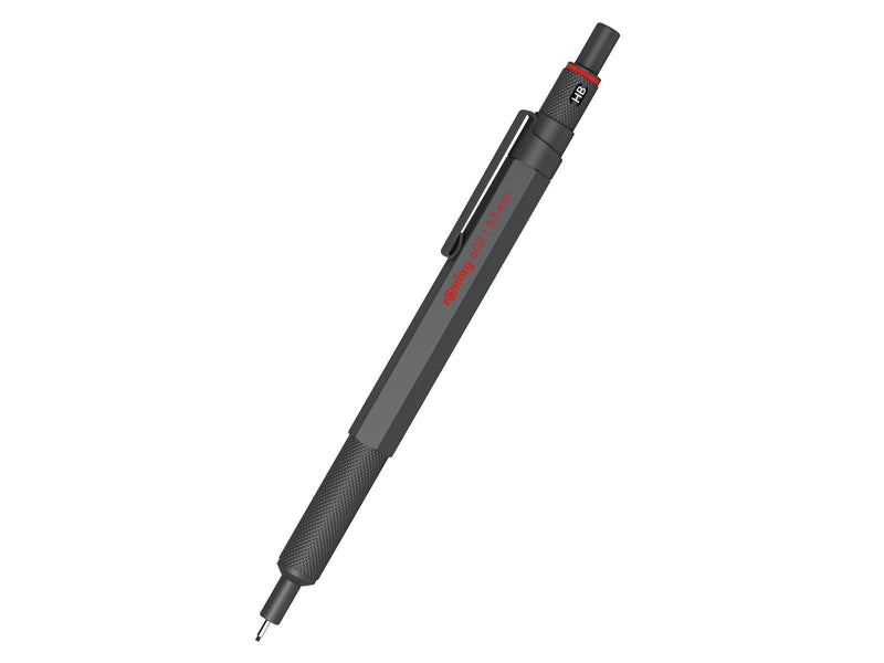 Rotring 600 Mechanical Pencil | HB Lead 0.5 mm | All-Metal Body Propelling Pencil | Dark Stone | Non-Slip Knurled Grip & Hexagon