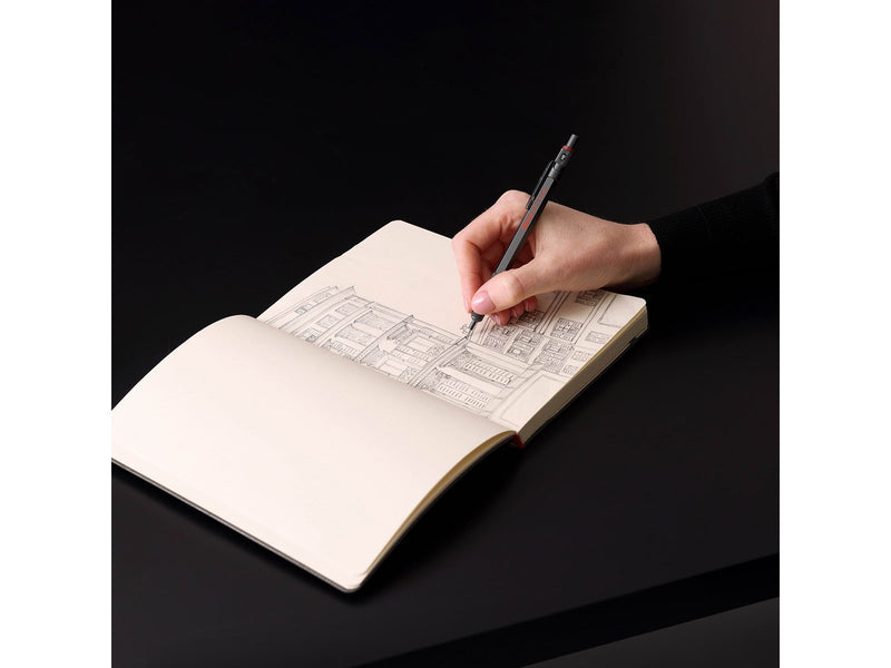Rotring 600 Mechanical Pencil | HB Lead 0.5 mm | All-Metal Body Propelling Pencil | Dark Stone | Non-Slip Knurled Grip & Hexagon