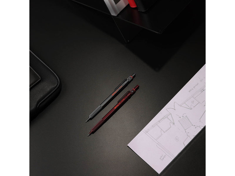 Rotring 600 Mechanical Pencil | HB Lead 0.5 mm | All-Metal Body Propelling Pencil | Dark Stone | Non-Slip Knurled Grip & Hexagon