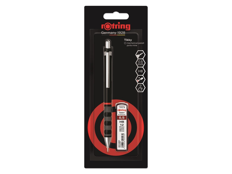 Rotring Tikky Mechanical Pencil Set | 0.5 mm | Lead Refills | Black Barrel