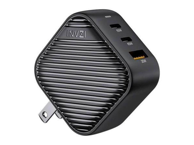 INVZI Wall Charger – 2x USB-C + USB 65W EU/UK/AU/US – Black