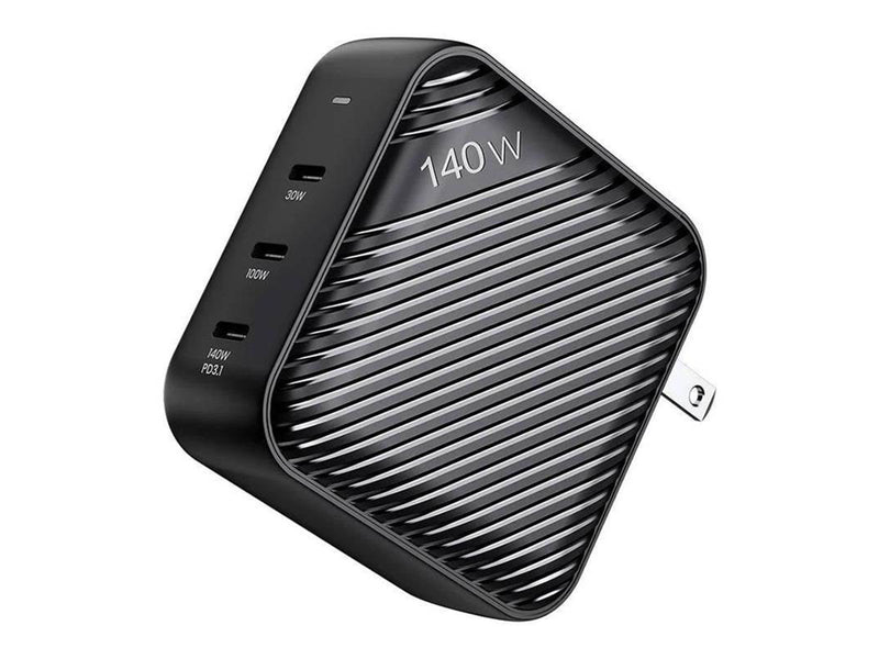 INVZI Wall Charger – 3x USB-C 140W EU/UK/AU/US – Black