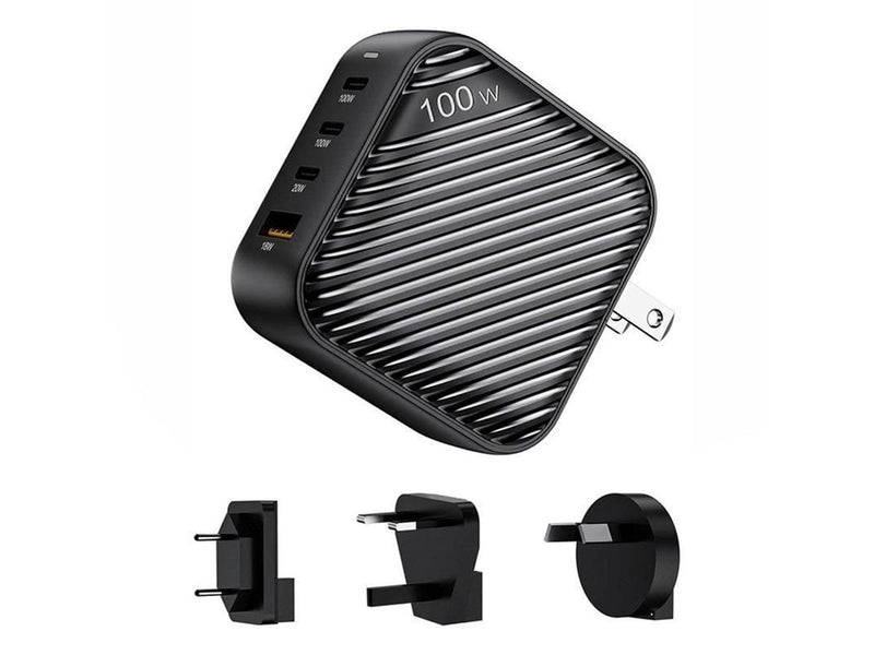 INVZI Wall Charger – 3x USB-C + USB 100W EU/UK/AU/US – Black
