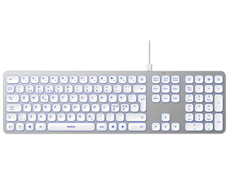 Deltaco Aluminium Keyboard - Tastaturen - Nordisch - Silber
