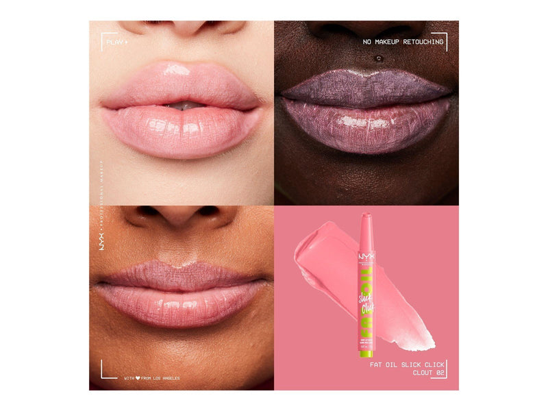 NYX Professional Makeup Fat Oil Slick Click - shiny lip balm - clout (soft baby pink) (02) - high shine