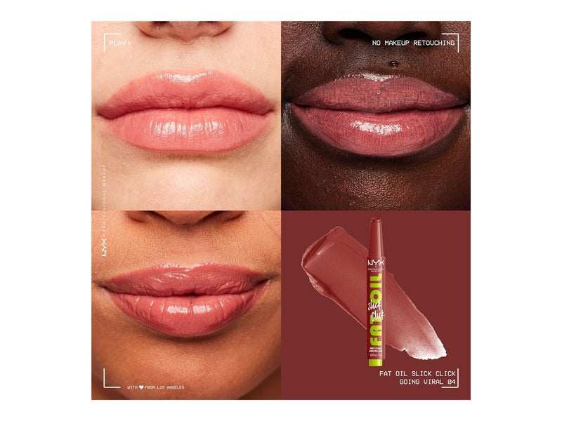 NYX Professional Makeup Fat Oil Slick Click - shiny lip balm - going viral (rose) (04) - high shine
