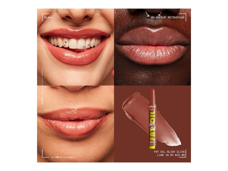 NYX Professional Makeup Fat Oil Slick Click - shiny lip balm - link in my bio (warm nude) (05) - high shine