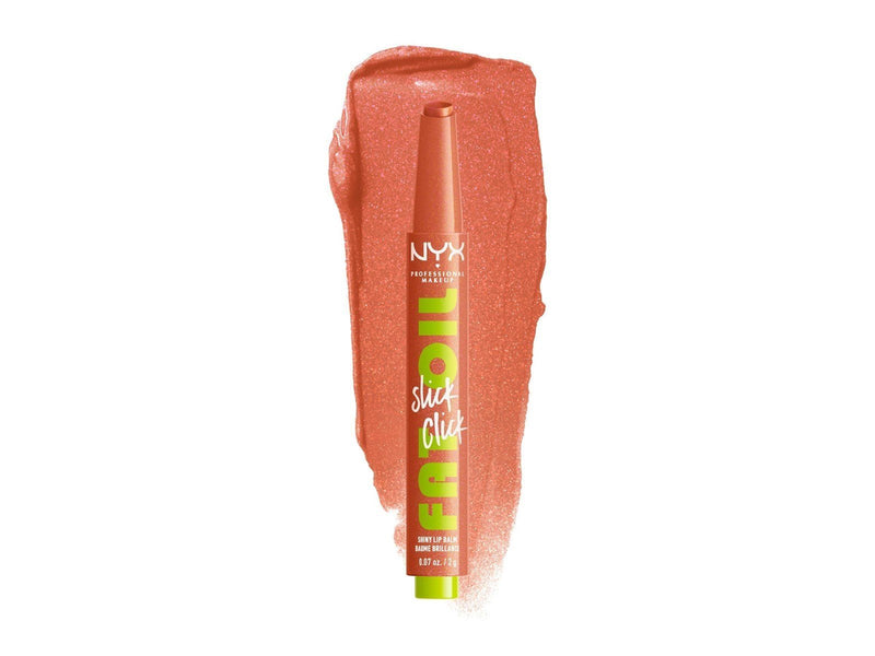 NYX Professional Makeup Fat Oil Slick Click - shiny lip balm - hits different (clear with bronze pearl) (06) - high shine