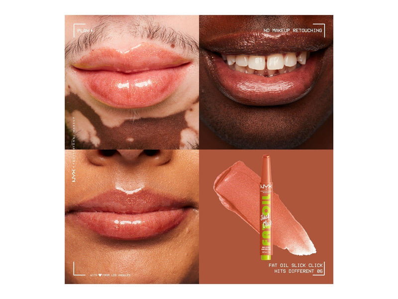 NYX Professional Makeup Fat Oil Slick Click - shiny lip balm - hits different (clear with bronze pearl) (06) - high shine