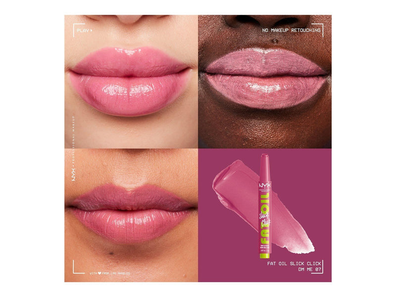 NYX Professional Makeup Fat Oil Slick Click - shiny lip balm - dm me (lilac pink) (07) - high shine
