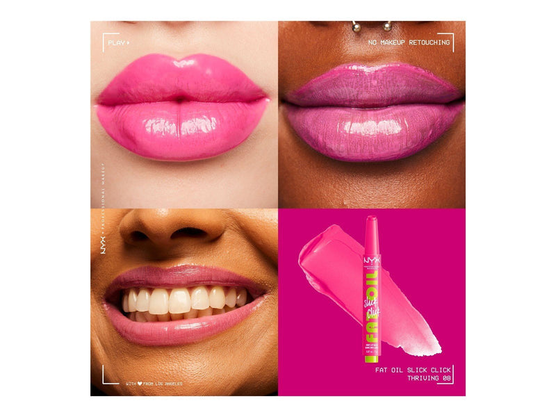 NYX Professional Makeup Fat Oil Slick Click - shiny lip balm - thriving (flamingo pink) (08) - high shine