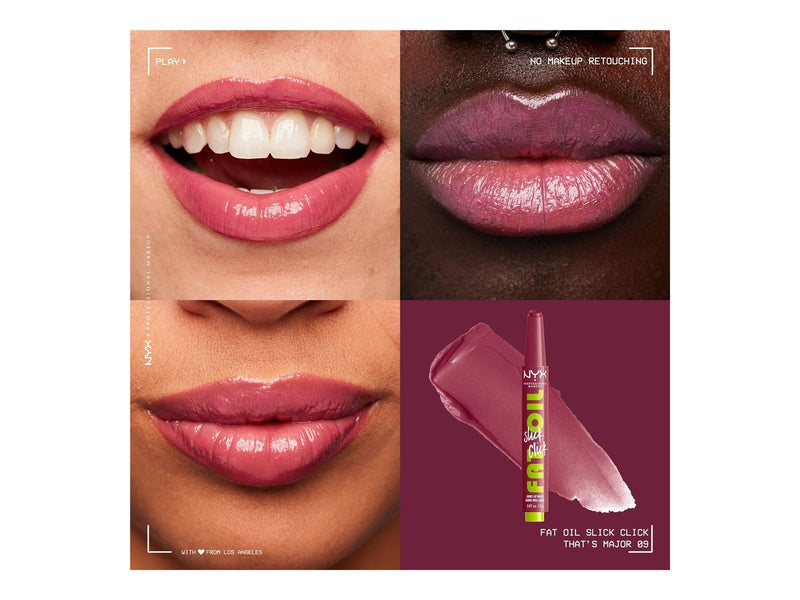 NYX Professional Makeup Fat Oil Slick Click - shiny lip balm - that's major (mid-tone mauve) (09) - high shine
