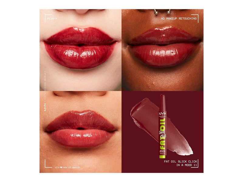 NYX Professional Makeup Fat Oil Slick Click - shiny lip balm - in a mood (wine) (11) - high shine
