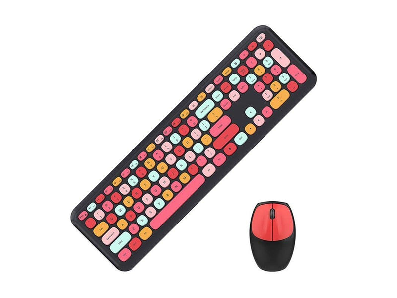 Mofii Wireless Keyboard + Mouse Set - Black & Red - Tastatur & Maus Set - Englisch - Schwarz