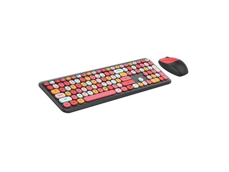 Mofii Wireless Keyboard + Mouse Set - Black & Red - Tastatur & Maus Set - Englisch - Schwarz