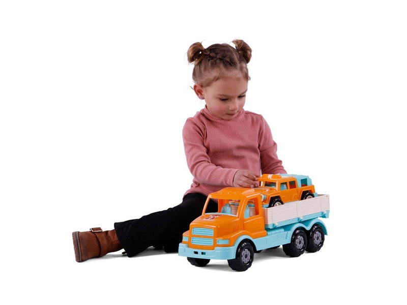 Cavallino Toys - XL Torpedo Truck with Survival Jeep Orange 44.5cm