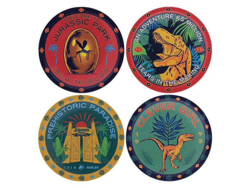 FaNaTtik - Jurassic Park Set of 4 Printed Metal Drinks Coasters - Untersetzer