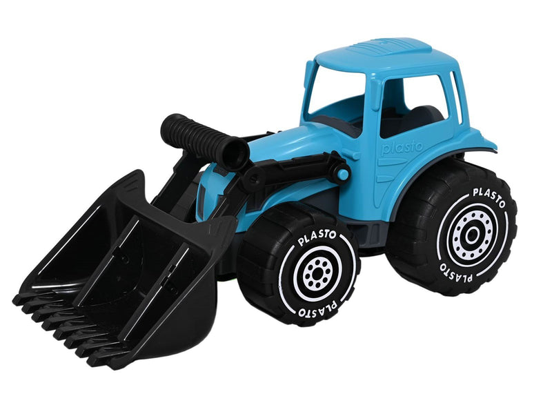 Plasto  Tractor with frontloader. Turquoise. 32 cm