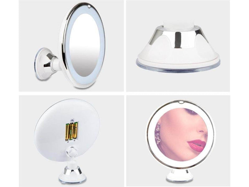 UNIQ Round Mirror with LED Light and suction cup x10 magnification