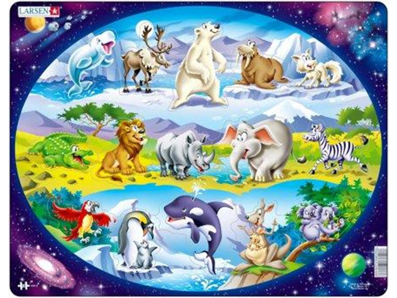 Larsen Puslespil Maxi Animals Around the World 15 pcs Puzzle