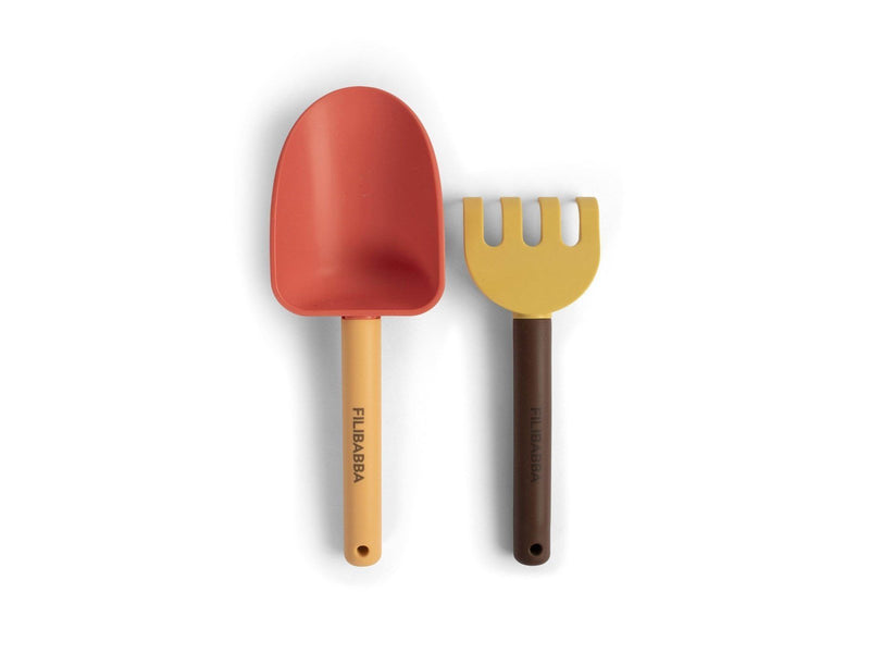 Filibabba Beach shovel and rake set - Peach Mix