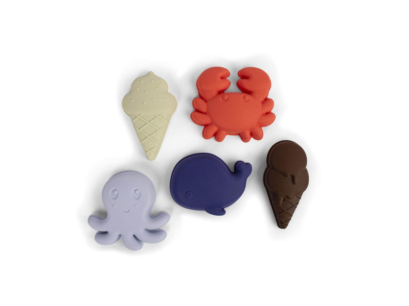 Filibabba Silicone sand toys 5 pieces - Blue Mix