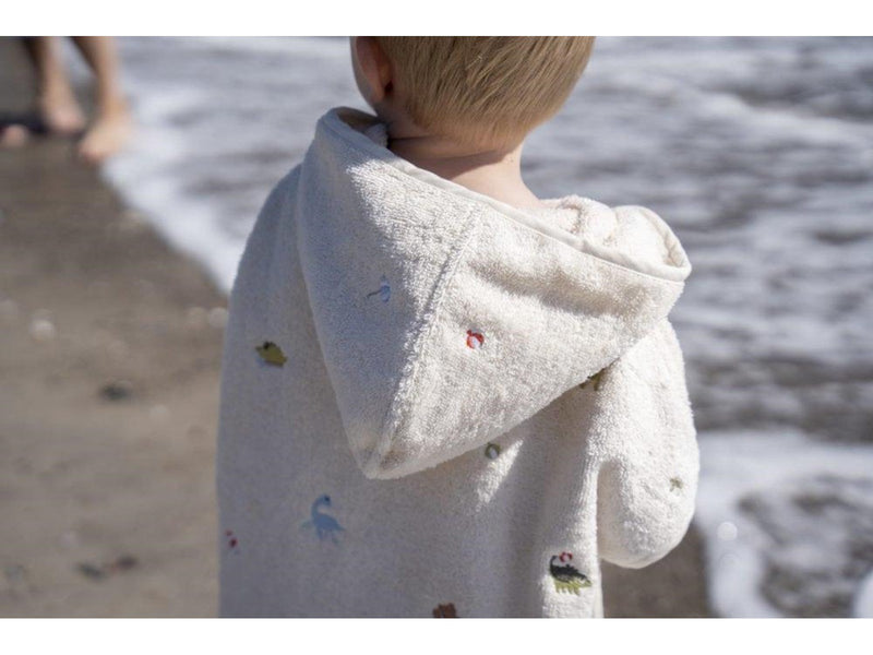 Filibabba Embroidered beach poncho GOTS - Dino Beach