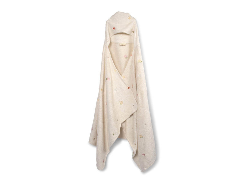 Filibabba Embroidered hooded towel GOTS - Ocean Blossom