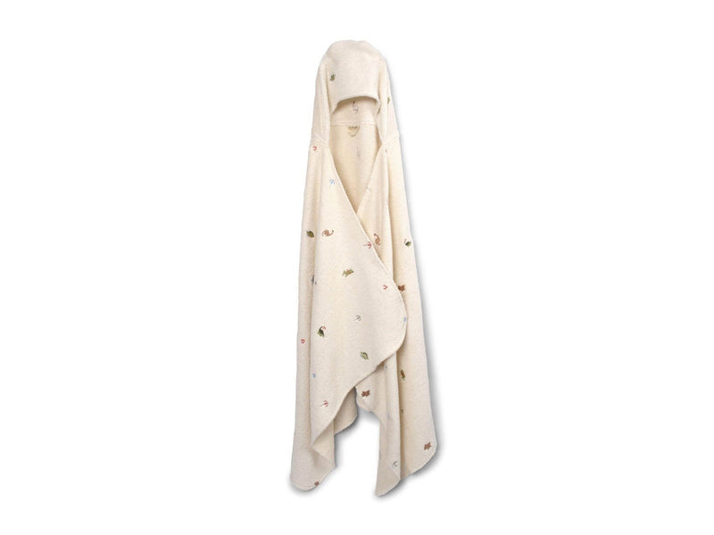 Filibabba Embroidered hooded towel GOTS - Dino Beach