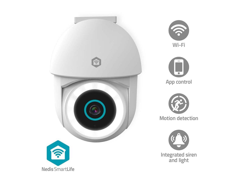 Nedis SmartLife outdoor camera Wi-Fi 3MP Full HD 1296p IP65 With motion sensor Night vision White
