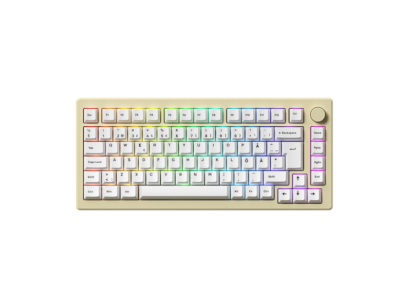 Akkogear MOD 007B HE Cream White - Gaming Tastaturen - ohne Numpad - Universal - Weiss