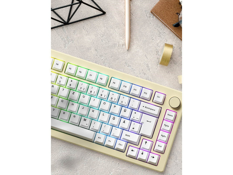 Akkogear MOD 007B HE Cream White - Gaming Tastaturen - ohne Numpad - Universal - Weiss