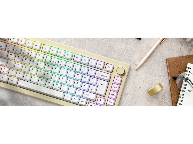 Akkogear MOD 007B HE Cream White - Gaming Tastaturen - ohne Numpad - Universal - Weiss
