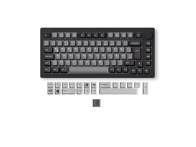 Akkogear Monsgeek M1W V3 Black & Silver - V3 Piano Pro Switch - Gaming Tastaturen - ohne Numpad - Universal - Schwarz