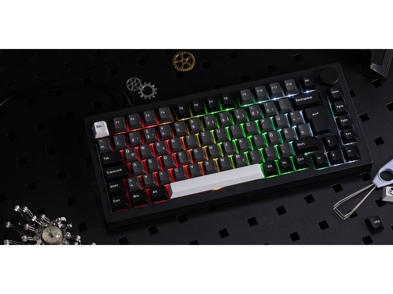 Akkogear Monsgeek M1W V3 Black & Silver - V3 Piano Pro Switch - Gaming Tastaturen - ohne Numpad - Universal - Schwarz
