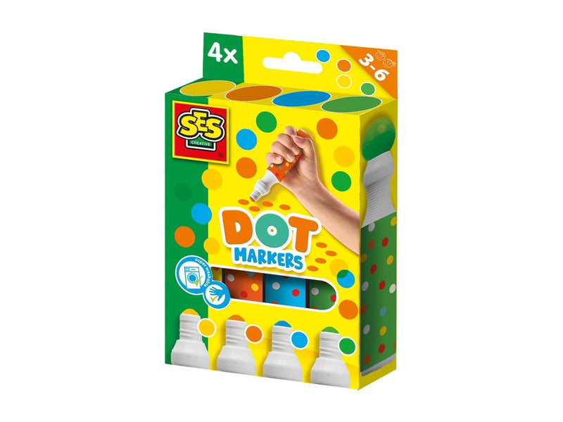 SES Creative Dot Markers for Kids - Create Dot Art - 4 XXL Dot Markers - Make Large Dots
