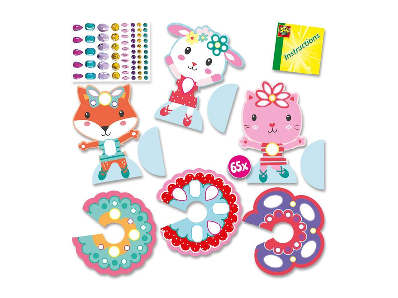 SES Creative Diamond Dancers - Craft Kit to Make Paper Dancing Dolls - Decorate with 65 Diamond Stickers