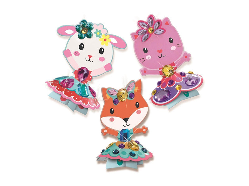 SES Creative Diamond Dancers - Craft Kit to Make Paper Dancing Dolls - Decorate with 65 Diamond Stickers